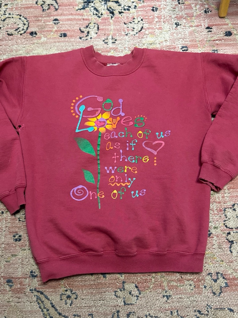 Vintage God Loves Us Crewneck Sweatshirt